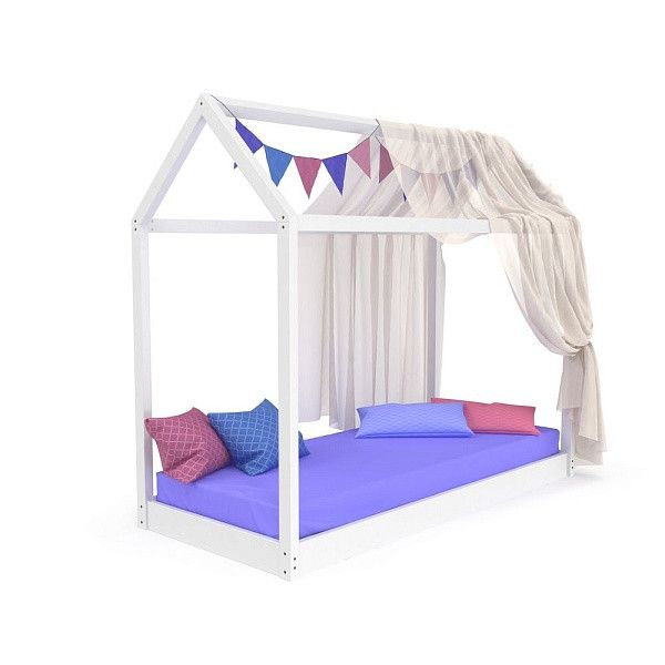 Дерев'яне ліжко для підлітка SportBaby Будиночок білий 190х80 см фото 2