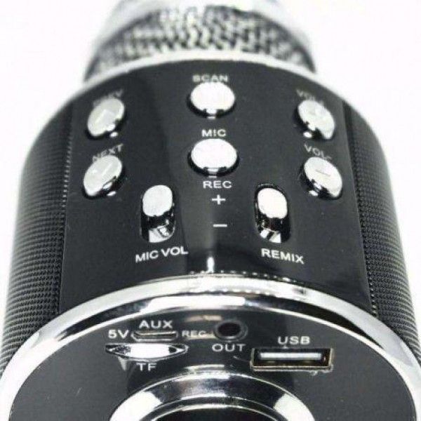 Бездротовий bluetooth караоке мікрофон з колонкою (Black) WS-858 фото 4