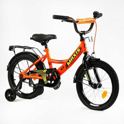 Велосипед дитячий двоколісний 16" CORSO Maxis доп колеса помаранчевий CL-16177 фото 1