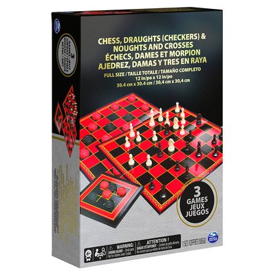 Настольная игра 3-в-1 Spin Master "Шахматы, шашки и крестики-нолики" 36х36 см фото 1