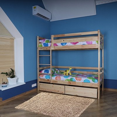 Двухъярусная деревянная кровать для подростка с ящиками Sportbaby 190х80 см лакированная babyson 4 фото 1
