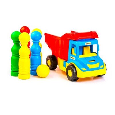 Игрушечный грузовик с кеглями Wader "Multi truck" 40 см синий фото 1