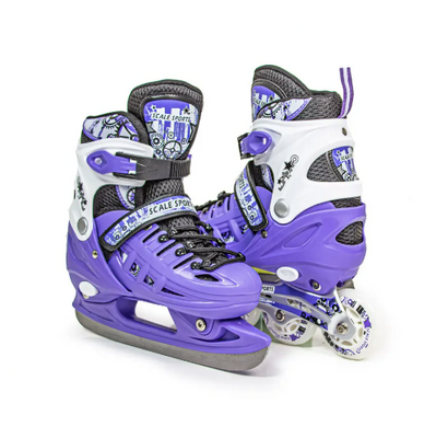 Раздвижные ролики - коньки с комплектом защиты и шлемом 29-33 Scale Sport Фиолетовый (2в1) фото 1