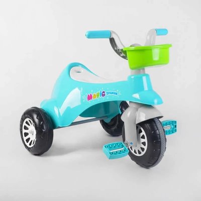 Дитячий триколісний велосипед Pilsan Magic пластикові колеса бірюзовий 07-180 фото 1