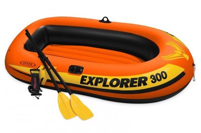 Трехместная надувная лодка Intex Explorer 300 211х117х41см с веслами и ручным насосом 58332 фото 1