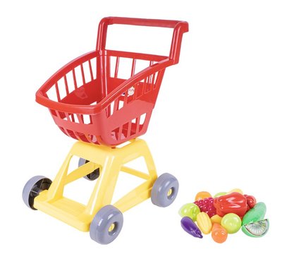 Пластиковая детская тележка с продуктами Орион 16 предметов красная 693в.3 фото 1