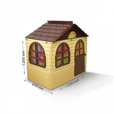 Пластиковий дитячий ігровий будиночок Doloni з вікнами та дверима 130х70х120 см жовтий з коричневим 02550/12 фото 1