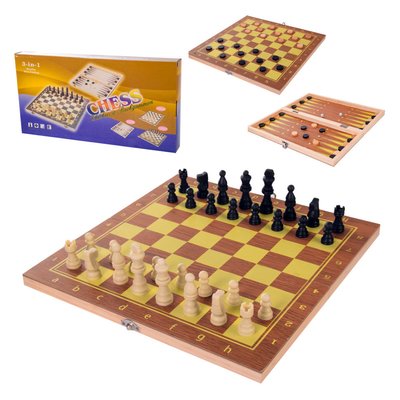 Набор классических игр 2 в 1 "Шахматы, шашки, нарды" на деревянной доске 34х34 см 623A фото 1