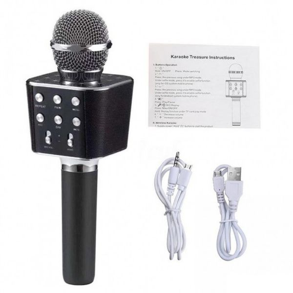 Бездротовий bluetooth караоке мікрофон з колонкою WS-1688 Чорний фото 4