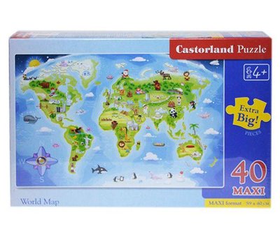 Пазли Максі Castorland "Карта світу" 40 елементів 59 х 40 см B-040117 фото 1