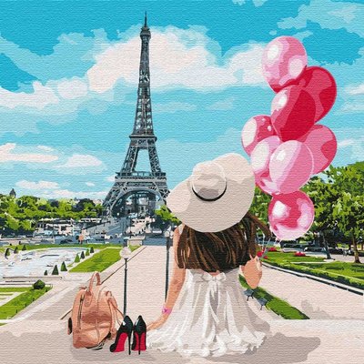 Картина за номерами Ідейка "Гуляючи вулицями Парижа" 40х40см KHO4756 фото 1