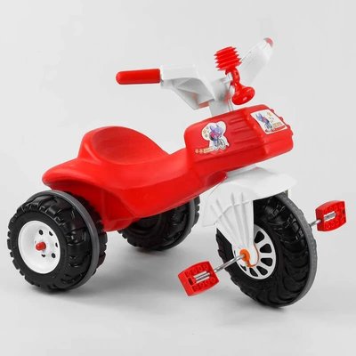 Дитячий триколісний велосипед Pilsan Bidik пластикові колеса клаксон червоно-білий 07-119 фото 1