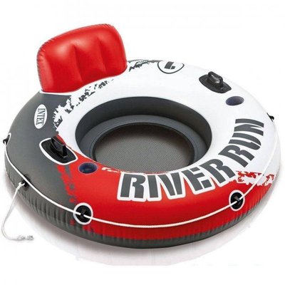 Надувное одноместное круг-кресло для плавания Intex River Run сетчатое дно 135х135 см 56825 фото 1
