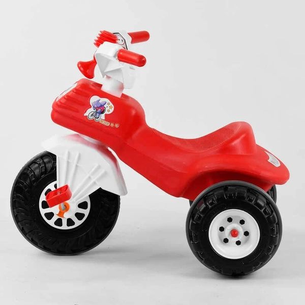 Дитячий триколісний велосипед Pilsan Bidik пластикові колеса клаксон червоно-білий 07-119 фото 3