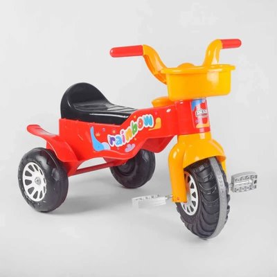 Детский трехколесный велосипед Pilsan Rainbow пластиковые колеса клаксон красно-желтый 07-116 фото 1