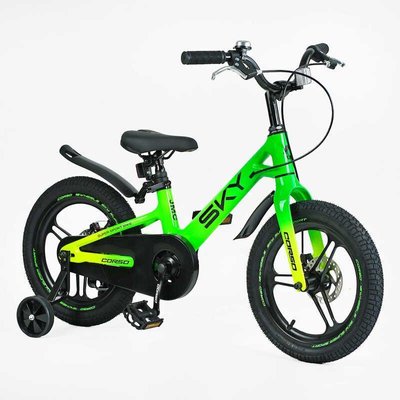 Велосипед дитячий двоколісний 16" CORSO Sky магнієва рама доп колеса на 5-7 років зелений SK-16844 фото 1