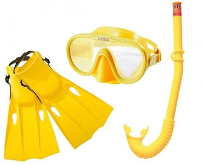 Набор для плавания Intex Мастер Класс 3в1 (ласты, маска, трубка) размер 37+ желтый 55655 фото 1