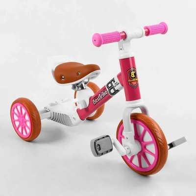 Детский трехколесный велосипед - трансформер Best Trike EVA колеса, функция беговела розовый 15996 фото 1