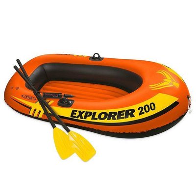 Двухместная надувная лодка Intex Explorer 200 185х94х41см с веслами и ручным насосом 58331 фото 1