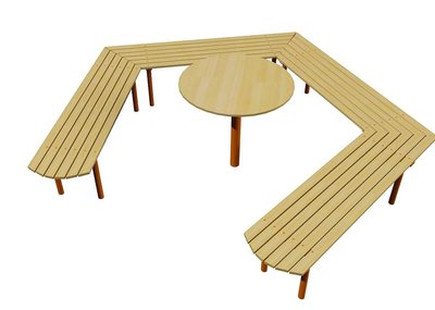 Уличный комплект столик с круговой скамейкой KDG Звезда диаметр 290 см стола 120 см высота 50 см стола 80 см фото 1