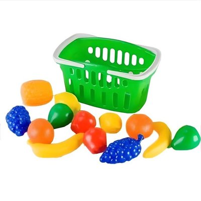 Детская игрушечная корзинка с фруктами Toys Plast зелёная ИП.18.001 фото 1