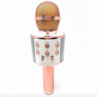 Беспроводной bluetooth караоке микрофон с колонкой (Rose Gold) WS-858 фото 1
