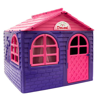 Пластиковый детский игровой домик Doloni с окнами и дверью 130х130х120 см фиолетовый с розовым 02550/1 фото 1