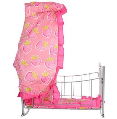 Кроватка для кукол 9349 с балдахином розовая фото 1