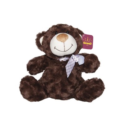 М'яка іграшка Grand Ведмідь з бантом коричневий 33 см фото 1