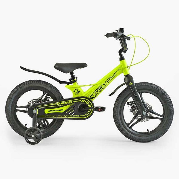 Велосипед дитячий двоколісний 16" CORSO Revolt магнієва рама доп колеса на 5-7 років салатовий MG-16095 фото 2