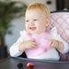Детский нагрудник силиконовый для кормления 6м+ Babyono ультратонкий с застёжкой 26x21 см розовый фото 3