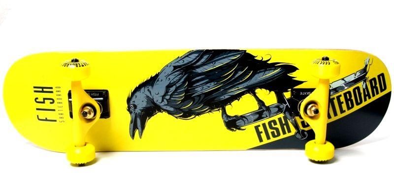 Профессиональный скейтборд (Скейт) канадский клен Fish Skateboard "Raven" фото 2
