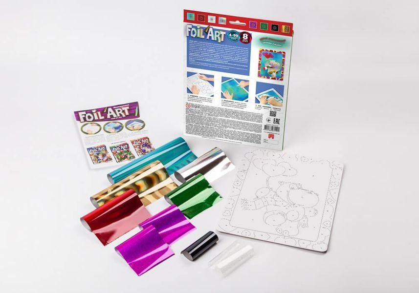 Аплікація кольоровою фольгою Danko Toys Foil Art Бегемотик FAR-01-02 фото 2
