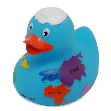 Стильная тематическая резиновая уточка FunnyDucks "Глобус" L1617 фото 1