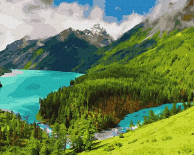 Картина за номерами Rainbow Art "Ранок в горах" 40х50 см GX36148-RA фото 1