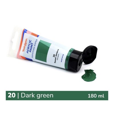 Художня глянсова акрилова фарба BrushMe колір "Темно-зелена" 180 мл TBA180020 фото 1
