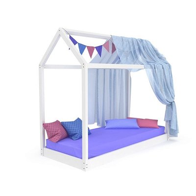 Дерев'яне ліжко для підлітка SportBaby Будиночок білий 190х80 см фото 1