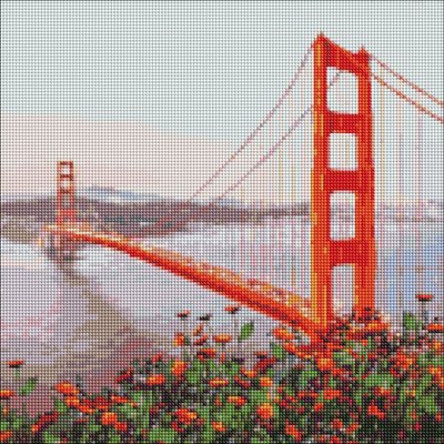 Алмазна мозаїка Ідейка "Ранковий Сан-Франциско" 40х40 см AMO7177 фото 1