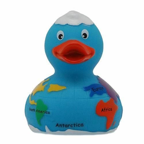 Стильная тематическая резиновая уточка FunnyDucks "Глобус" L1617 фото 2