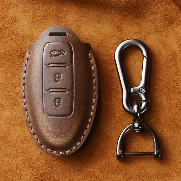 Шкіряний чохол для смарт - ключа Nissan (Ніссан) коричневий 3 кнопки фото 3