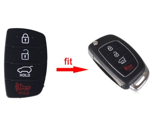 Гумові кнопки-накладки на ключ Hyundai Accent (Хюндай Акцент) скошені 4 кнопки фото 2