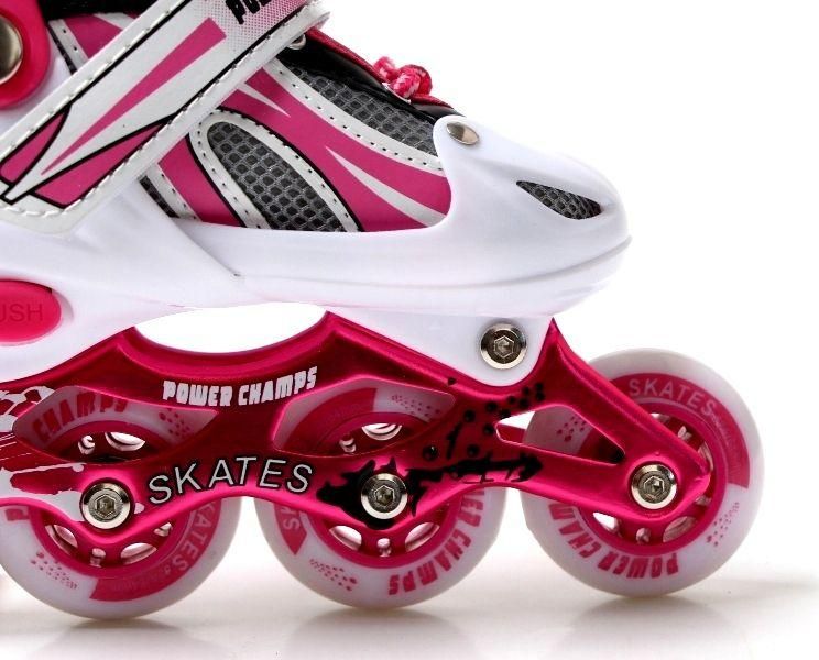Роликові ковзани дитячі розсувні 34-37 Power Champs Pink з підсвічуванням колеса фото 4