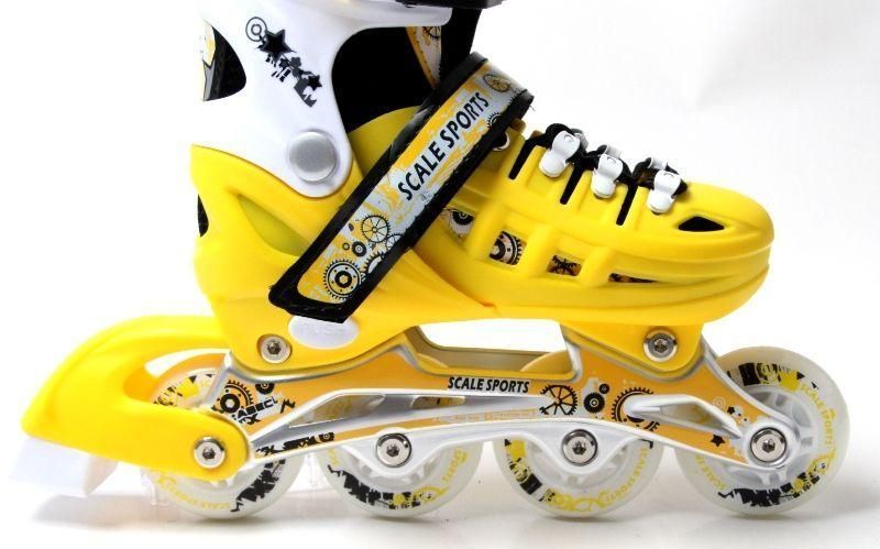 Розсувні ролики для підлітка 38-41 Scale Sports Yellow з підсвічуванням переднього колеса фото 2