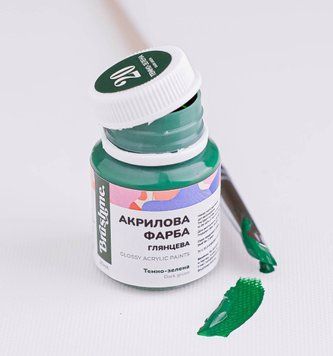Художня акрилова глянцева фарба BrushMe колір "Темно-зелена" 20 мл ACPT20 фото 1