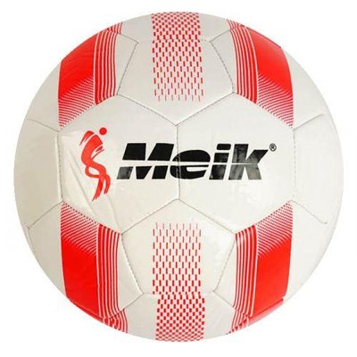 Футбольний м'яч №5 Meik Stripes лакований TPU діаметр 21 см білий C55983 фото 1