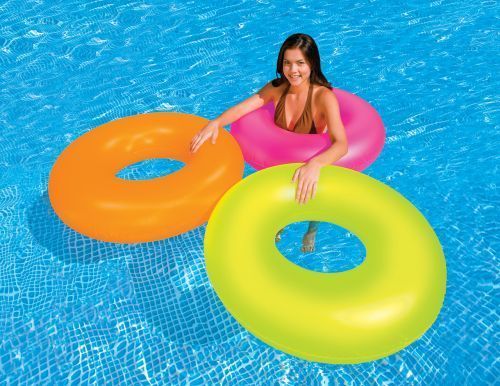 Дитячий надувний круг для плавання Intex Neon діаметр 91 см, до 60 кг, від 9 років рожевий 59262 фото 5