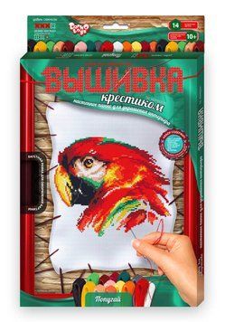 Вишивка хрестиком за номерами з багетною рамкою Danko Toys Папуга VK-02-04 фото 1