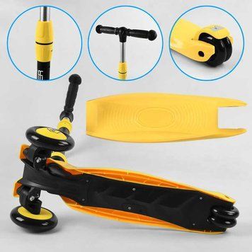 Детский самокат - беговел 3 в 1 с амортизатором и подсветкой Best Scooter желтый BS-38804 фото 1