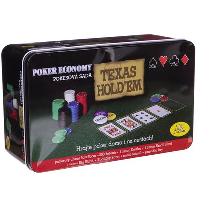 Набор для покера Texas 200 фишек, карты, игровое сукно, аксессуары в металлическом боксе 2885 фото 1