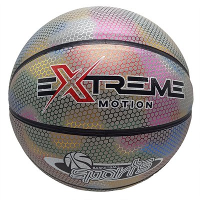 Баскетбольный мяч №7 Extreme Motion PU белый неон BB2208 фото 1